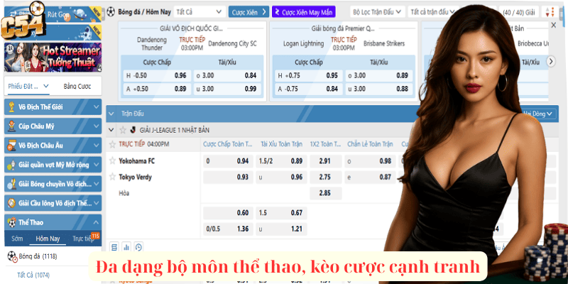 Đa dạng bộ môn thể thao, kèo cược cạnh tranh